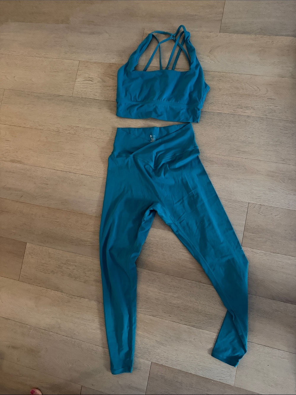 BuffBunny Teal High-Waist Leggings with Strappy Sports Bra